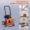VEVOR Drain Cleaning Machine 50 FT x 1/2 Inch, Sewer Auger Auto Feed with 4 Cutter & Air-activated Foot Switch for 1" to 4" Pipes, Orange, Black - 3 of 4