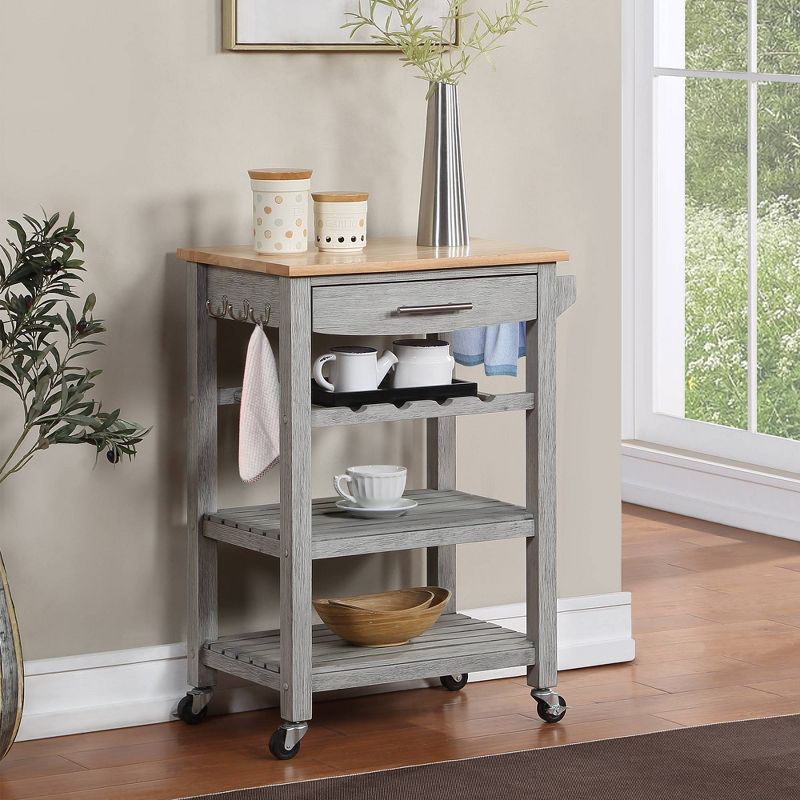 Ellaine 4 Tier Butcher Block Kitchen Cart with Drawer and Wine Rack -  Breighton Home, 2 of 11