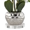 Dahlia Studios Potted Faux Artificial Flowers Realistic White Orchid in Silver Pot Round Riser for Home Decor Living Room 23" High - 3 of 4