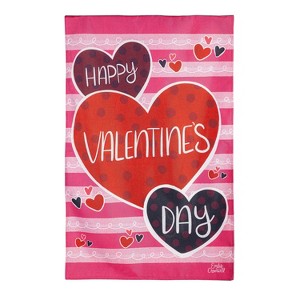 Happy Valentine's Day Hearts Burlap House Flag - 1 of 1