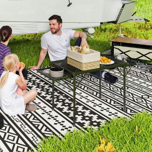 Resenkos 4.5ft Folding Camping Table, Portable Table with 2 Wing Panels, Height Adjustable Metal Picnic Table - 1 of 4