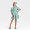 Girls' Short Sleeve Tiered Floral Dress - Cat & Jack™ Green - 3 of 3