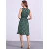 Allegra K Women's Floral Split Neck Drawstring Waist Sleeveless A-Line Summer Midi Dress - 4 of 4