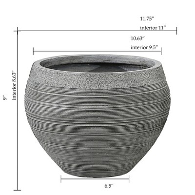 Rococo Radiance Weather-Resistant Gray MgO 12" Planter
