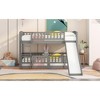 Twin Over Twin Low Bunk Bed with Fence and Ladder for Kids - 4 of 4