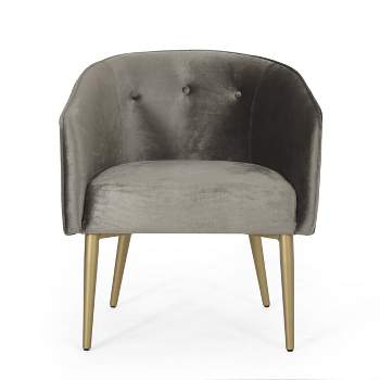 Deshler Modern Glam Tufted Velvet Dining Chair Gray/Gold - Christopher Knight Home