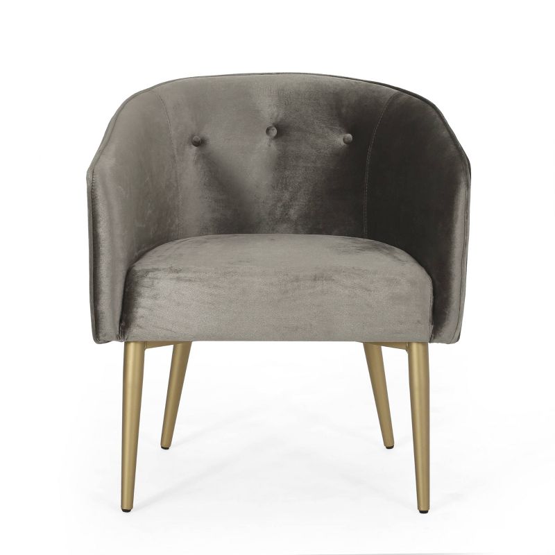 Deshler Modern Glam Tufted Velvet Dining Chair Gray/Gold - Christopher Knight Home, 1 of 12