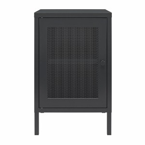RealRooms Shadwick 1 Door Metal Living Room End Table with Perforated Metal Mesh Door - 1 of 4