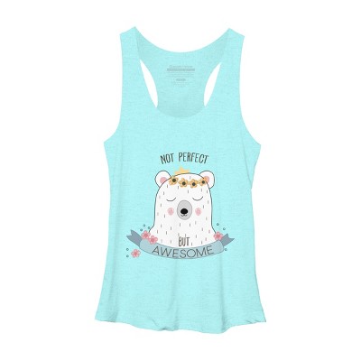Design By Humans Not Perfect But Awesome Polar Bear By Racerback Tank Top