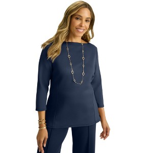 Jessica London Women's Plus Size Perfectease Boatneck Top - 1 of 4