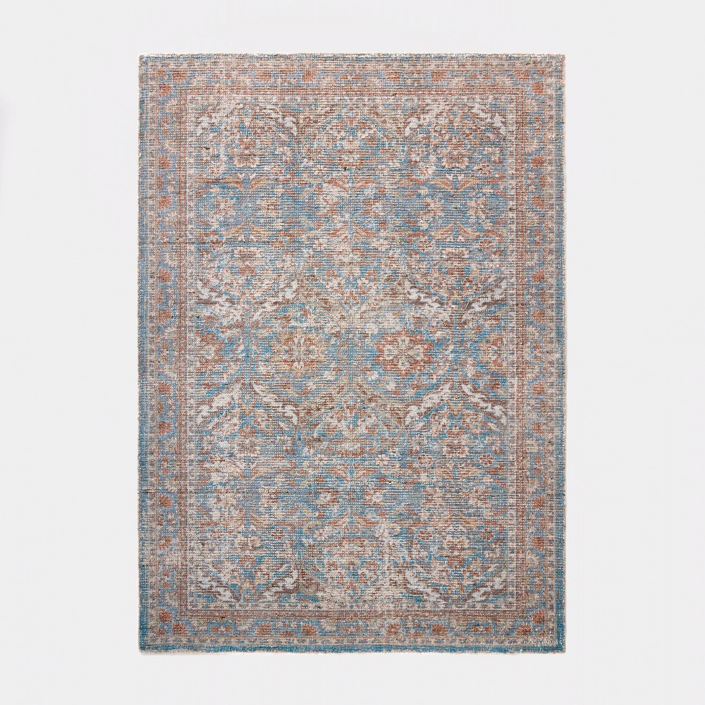 7'x10' Persian Printed Poly/Wool Handmade Tufted Area Rug Blue/Brown - Threshold™ designed with Studio McGee -  Threshold designed w/Studio McGee, 88543924