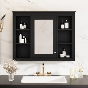 Grungis Wall Mounted Bathroom Storage Cabinet,35'' x27.5'' Medicine Cabinet with 6 Open Shelves and Mirror,Storage Cabinet for Bathroom - 1 of 4