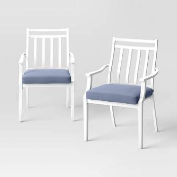 Fairmont 2pk Stationary Patio Dining Chairs - White/Chambray - Threshold™