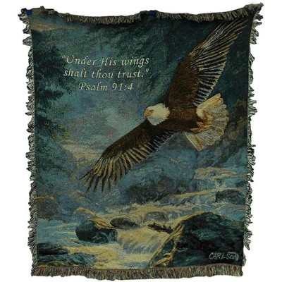 Manual Woodworkers and Weavers American Majesty with Verse Tapestry Throw Blanket 50"x60", Cotton, Patriotic and Inspirational Decor