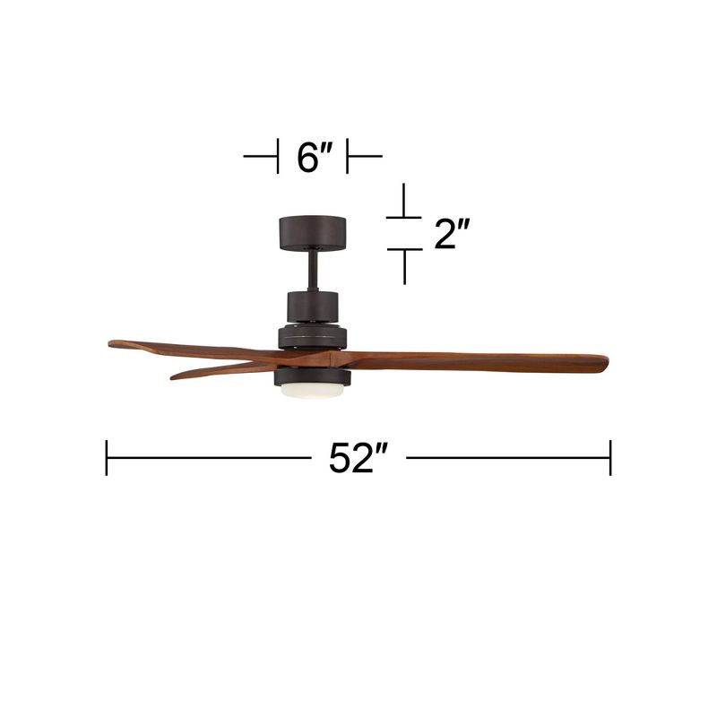 52" Casa Vieja Delta-Wing DC Modern Indoor Outdoor Ceiling Fan with LED Light Oil Rubbed Bronze Solid Wood Damp Rated for Patio Exterior House Home, 4 of 11