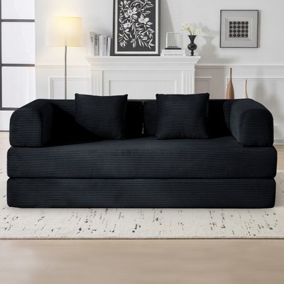 Dolonm 78" Teddy Cordury Convertible Sofa Bed 4-in-1 Modular Boneless Compression Couch,No Assembly, for Small Space, Apartment, Living Room