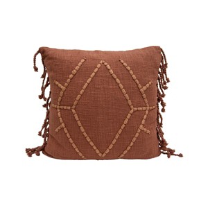 18x18 Inches Hand Woven Rust Cotton with Polyester Fill Pillow - Foreside Home & Garden - 1 of 4