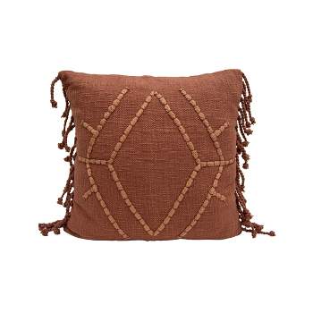 18x18 Inches Hand Woven Rust Cotton with Polyester Fill Pillow - Foreside Home & Garden