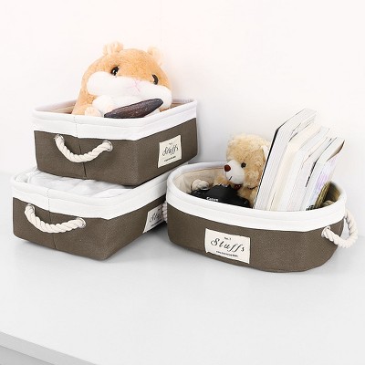 Unique Bargains Household Fabric Closet Clothes Towel Decorative Storage Bin  1 Pc Coffee White Small : Target