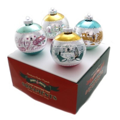 Shiny Brite 4.0" Vc Signature Flocked .. Vintage Celebration  -  Ornament Sets