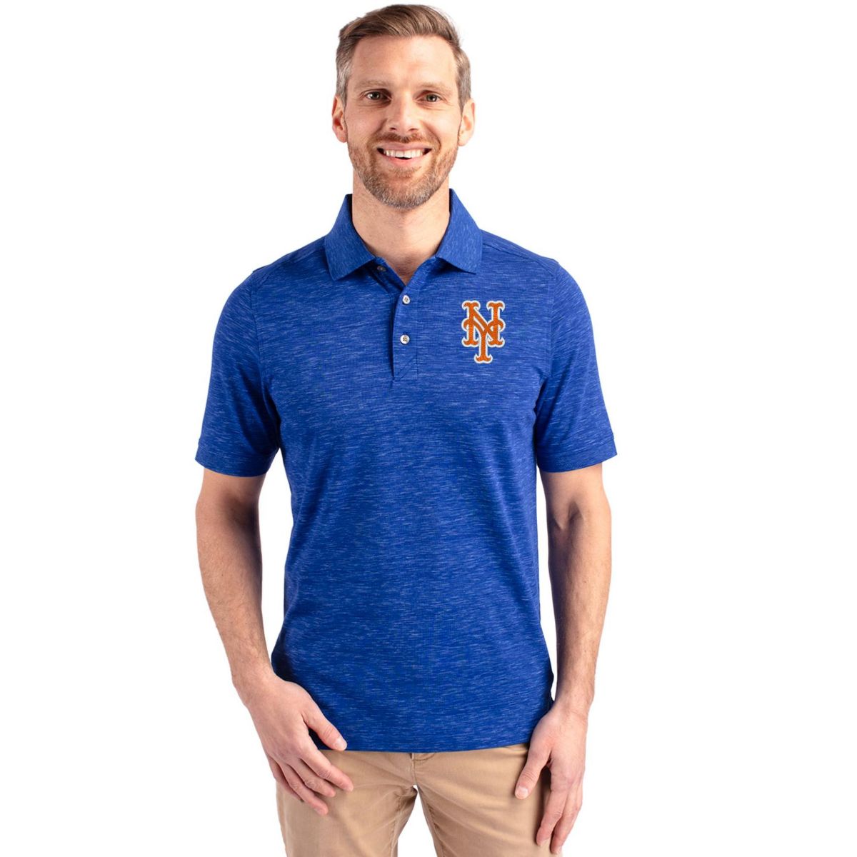 New York Mets Cutter & Buck Advantage Tri-Blend Space Dye Mens Polo