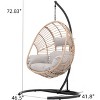 VisioGear Patio Swing Egg Chairs with Beige Cushion, Wicker Weaving Egg Chair with Base Frame for Living Room Balcony, Brown, 46.5"*72.83"*41.8" - 3 of 4