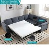 6-Seater L-Shaped Sleeper Combined Sofa Bed, Queen Size Pull Out Sectional Couch w/ High-Density Foam, Easy Assembly - 4 of 4