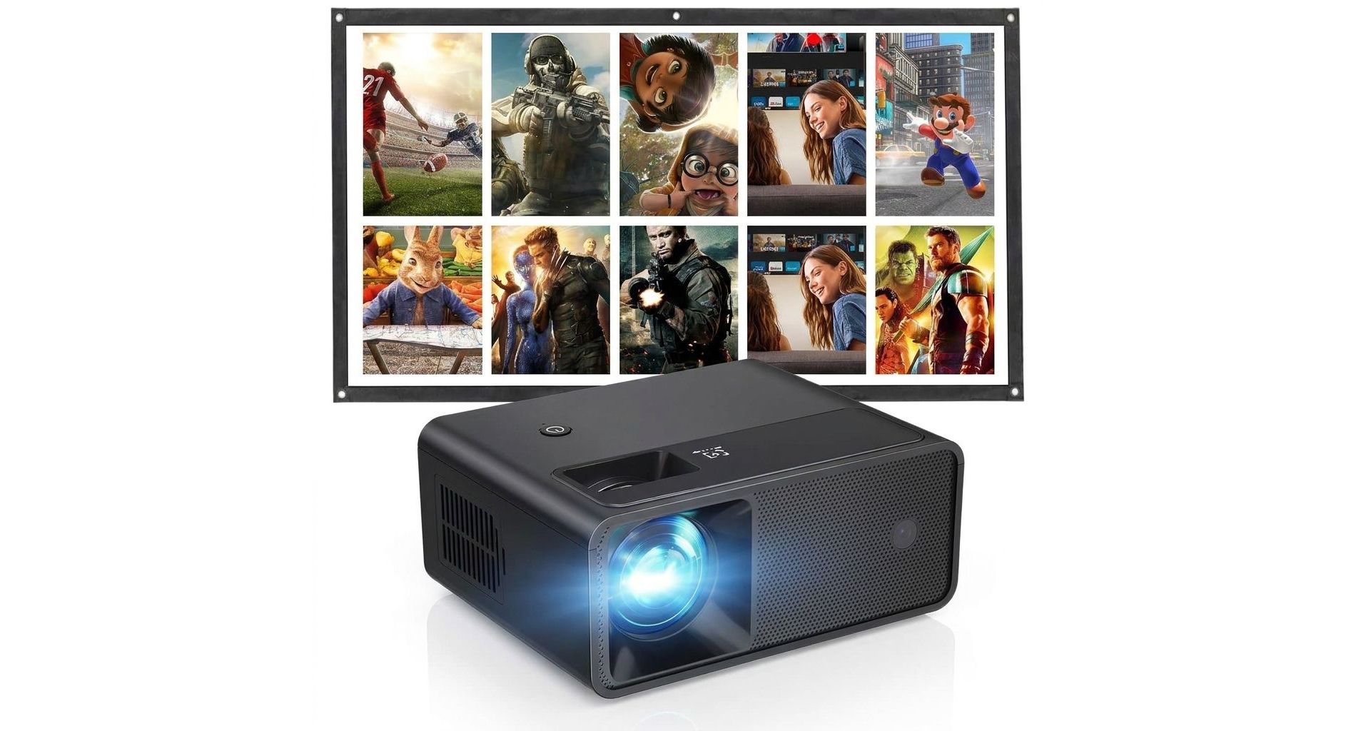 Mini Projector, Upgraded Full HD 1080P Support Video Projector, Portable Small Movie Projector, Compatible with iOS/Android/Windows
