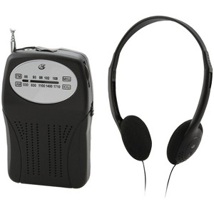 GPX® Portable AM/FM Radio with Wired Headphones, Black, R116B - 1 of 1