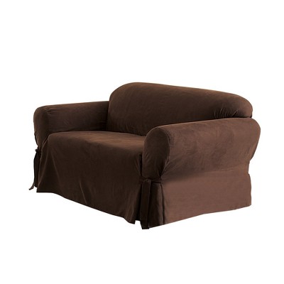 Soft Suede Loveseat Slipcover Chocolate - Sure Fit