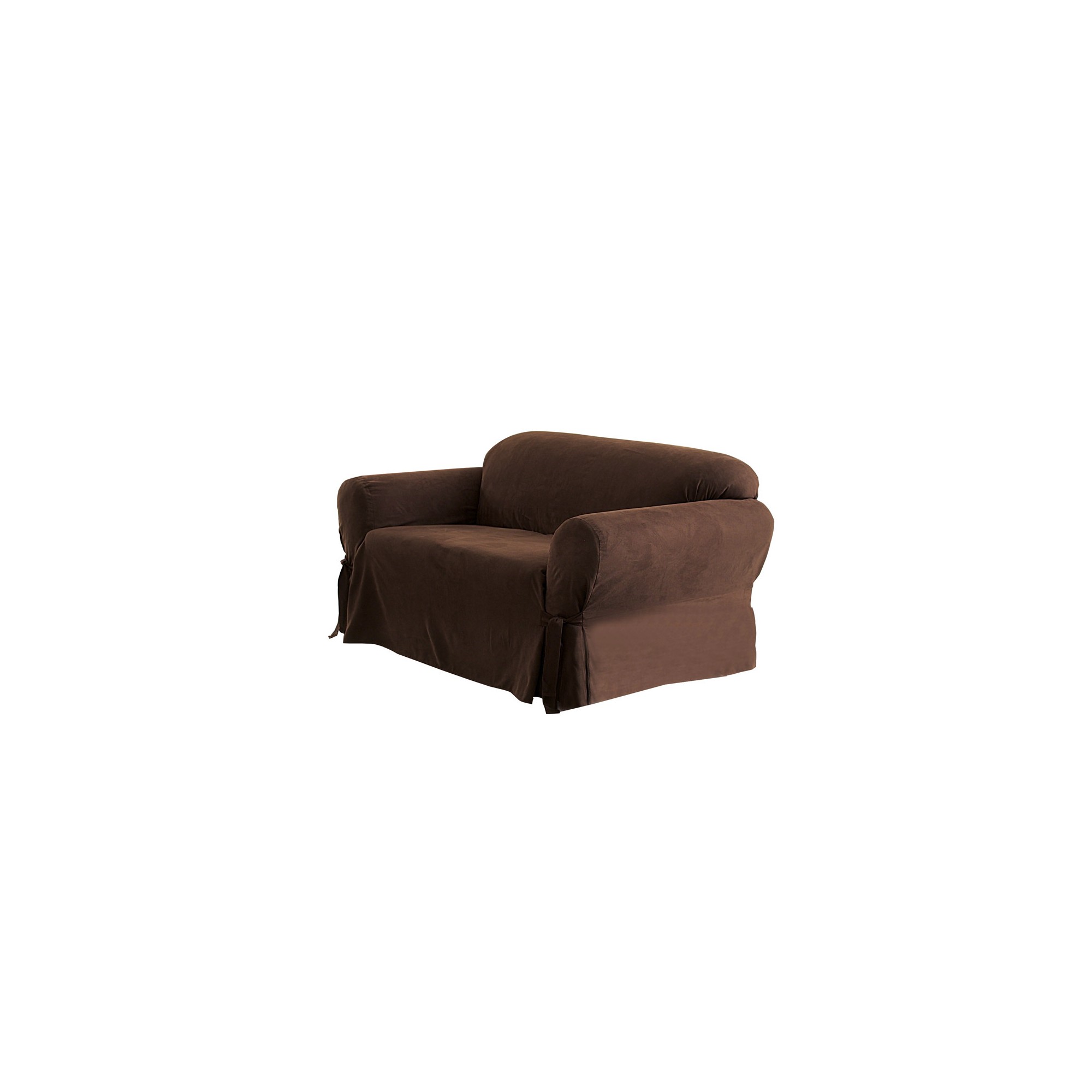 Soft Suede Loveseat Slipcover Chocolate - Sure Fit, Brown