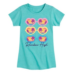 Girls' - Rainbow High - Beach Sunglasses with Logo Fitted Short Sleeve Graphic T-Shirt - 1 of 4