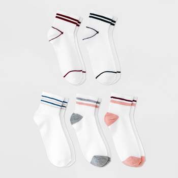 Women's Ribbed Striped 5pk Ankle Socks - Xhilaration™ White 4-10