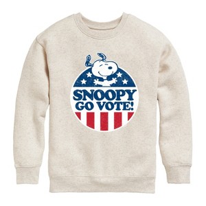 Boys' - Peanuts - Snoopy Go Vote Graphic Long Sleeve Fleece Sweatshirt - 1 of 4