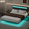 KTMBDW Full/Queen Size Modern Floating Bed Frame, Upholstered Bed Frame with Velvet Headboard, Hidden Legs and LED Light Strip, No Box Spring Needed - 2 of 4