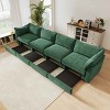 Modern 4-Seater Sofa with Crescent Armrests, Sectional Sofa with Pull-Out Storage Drawers, Sofa with Chenille Fabric Cushion-Cuddlewood - 3 of 4