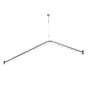 WOWOW 42 in. 48 in. x 72 in. 78" Stainless Steel Bathroom Adjustable Shower Curtain Rod with 16 Shower Curtain Rings in Chrome - 1 of 4