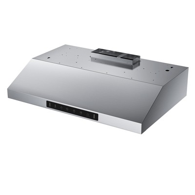 700 CFM Ducted Under Cabinet Range Hood in Stainless Steel and Black Glass with LED Lights