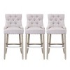 WestinTrends 29" Linen Tufted Buttons Upholstered Wingback Bar Stool (Set of 3) - 3 of 4