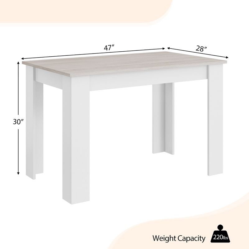 Costway Dining Table 47 Inch Kitchen Dining Table Rectangular for Small Space Dark Gray/Light Gray, 3 of 12