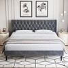 Bed Frame with Velvet Headboard Wingback - 3 of 4
