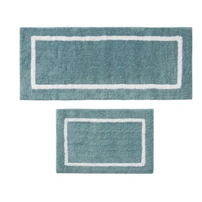 AZL1 Life Concept Bath Rug and Mat with Reversible Dual Pattern Design High Pile Tufted Microfiber for Bathroom Use, Blue, 4.2"*21.26"*16.14"