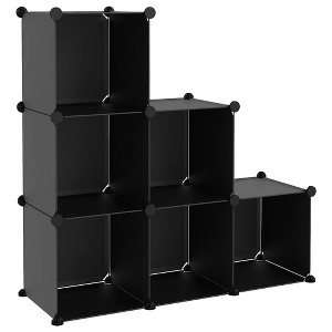 vidaXL Storage Cube Organizer with Cubes Stackable Organizer Modular Shelf PP - Black 37.2" x 12.4" x 36.6" - 1 of 4