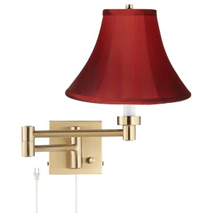 Barnes and Ivy Alta Warm Gold Plug-In Swing Arm Wall Lamp w/ Red Shade - 1 of 4