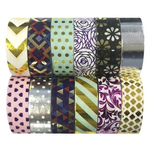 Wrapables Washi Tapes Decorative Masking Tapes, Set of 12 - 1 of 4