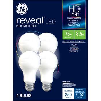 GE 4pk 8.5W 75W Equivalent Reveal LED HD+ Light Bulbs Medium Base