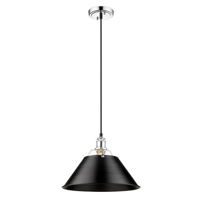 Orwell 14" Matte Black and Opal Glass Vintage Pendant Light
