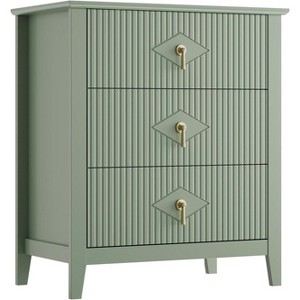 Wood Nightstand Fluted Dresser for Bedroom, 27.5" Wide 3-Drawer Bedside Tables, Modern Chest of Drawers, Storage End Table - 1 of 4