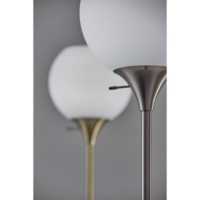 71" Brushed Steel and Marble Torchiere Floor Lamp