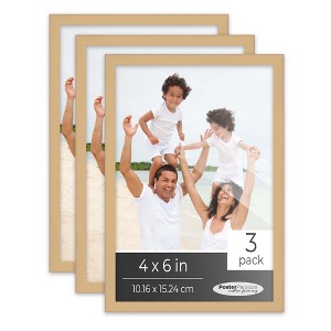 PosterPalooza | Pack of 3 Natural Picture Frames | Solid Wood | UV-Resistant Acrylic | Easy Gallery Wall - 1 of 4
